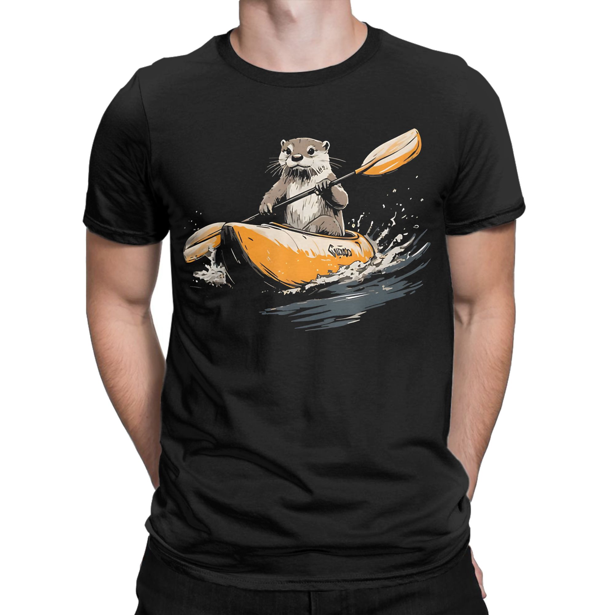 Outdoor Adventure Kayak - Kaos Pria dengan Desain Grafis Otter