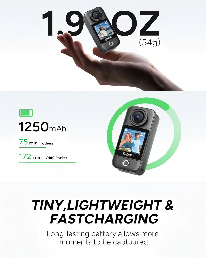 C400 Pocket SJCAM Wearable Mot - Outdoor Adventure Videos ulasan dan harga