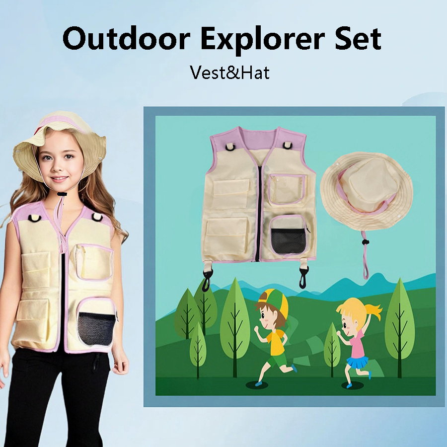 Setelan topi rompi penjelajah  - Outdoor Adventure Kids Party ulasan dan harga