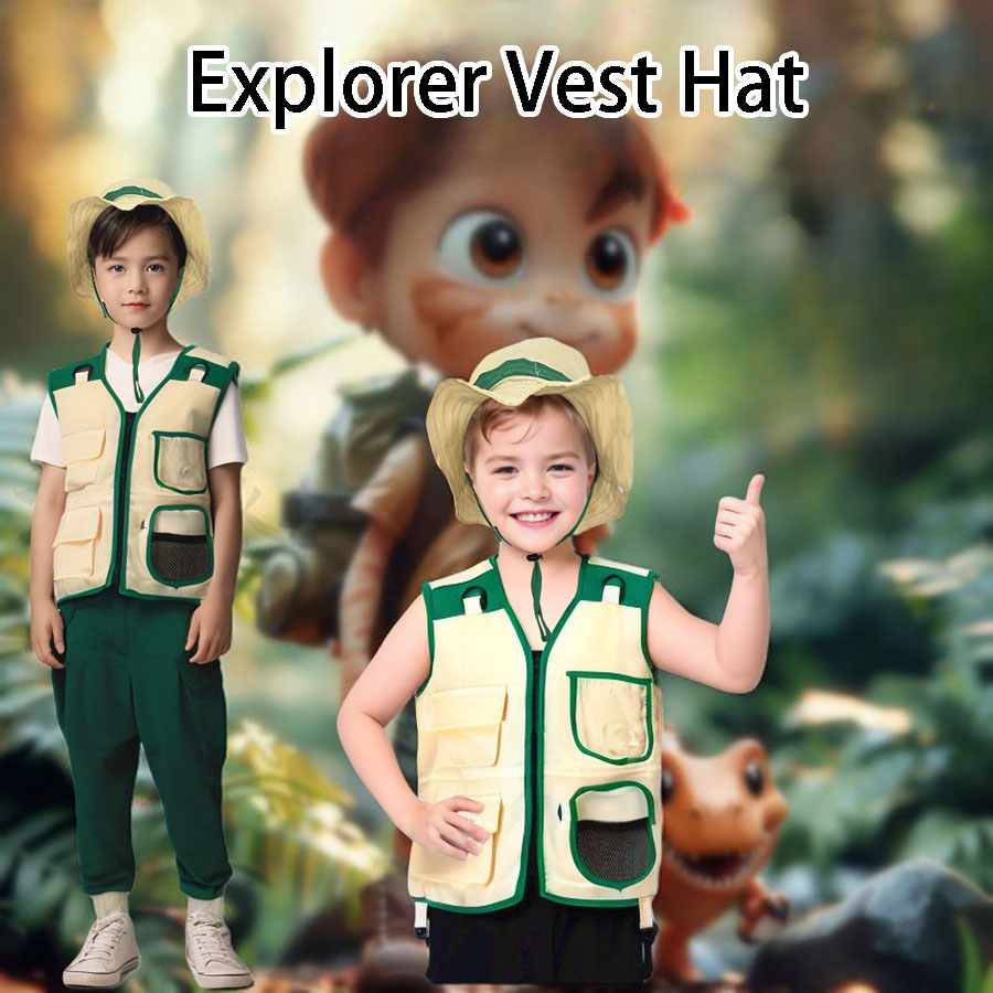 Setelan topi rompi penjelajah  - Outdoor Adventure Kids Party ulasan dan harga